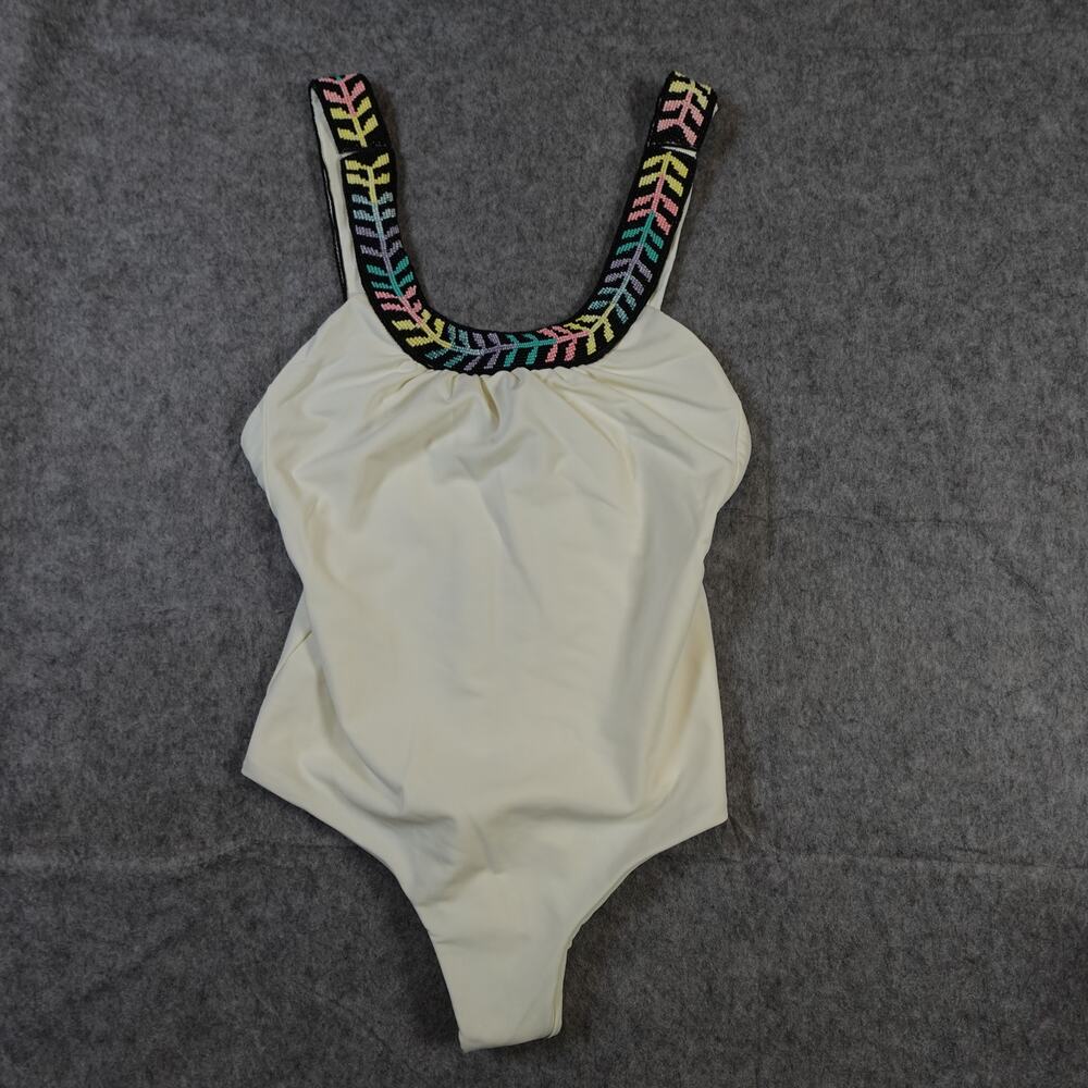 Mara Hoffman Swimsuit Womens Small Beaded One Piece Cream Ivory